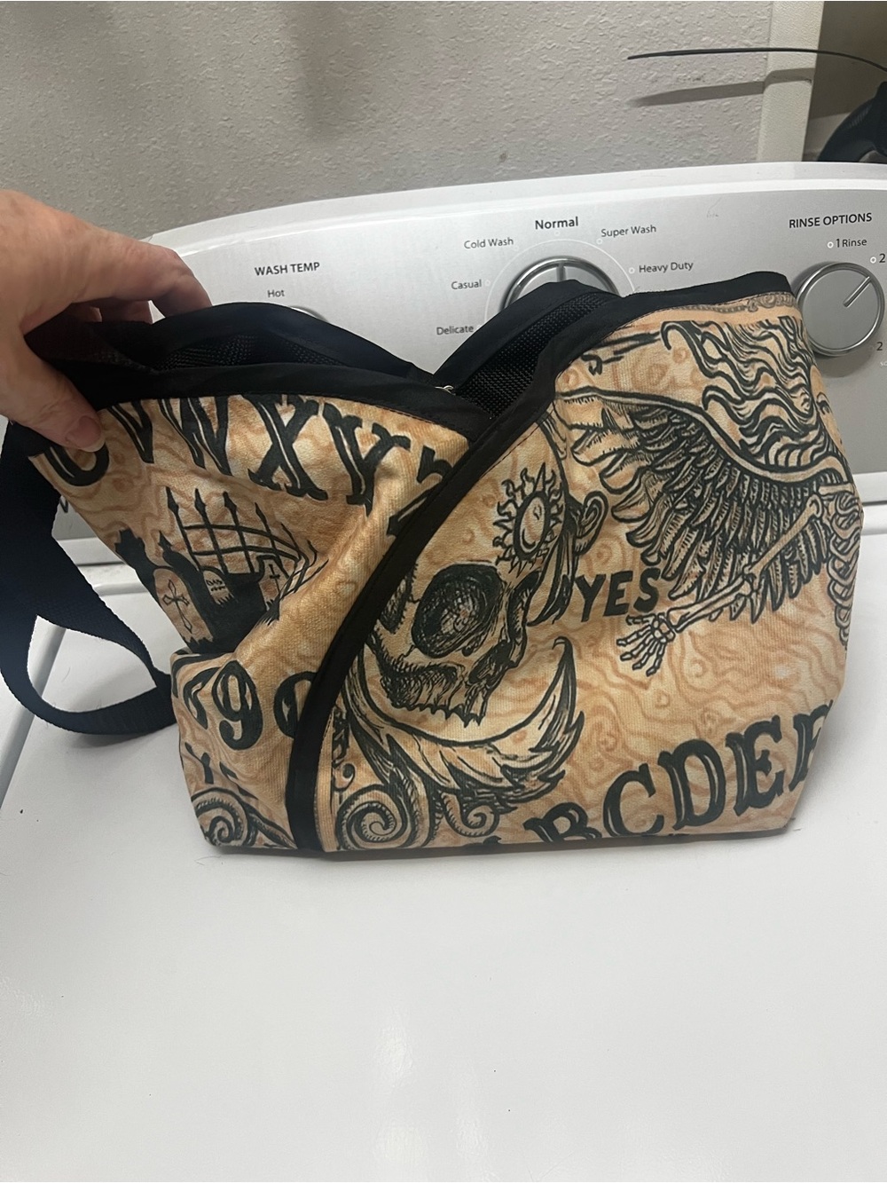 Ouija-Inspired Tan Graphic Shoulder Bag